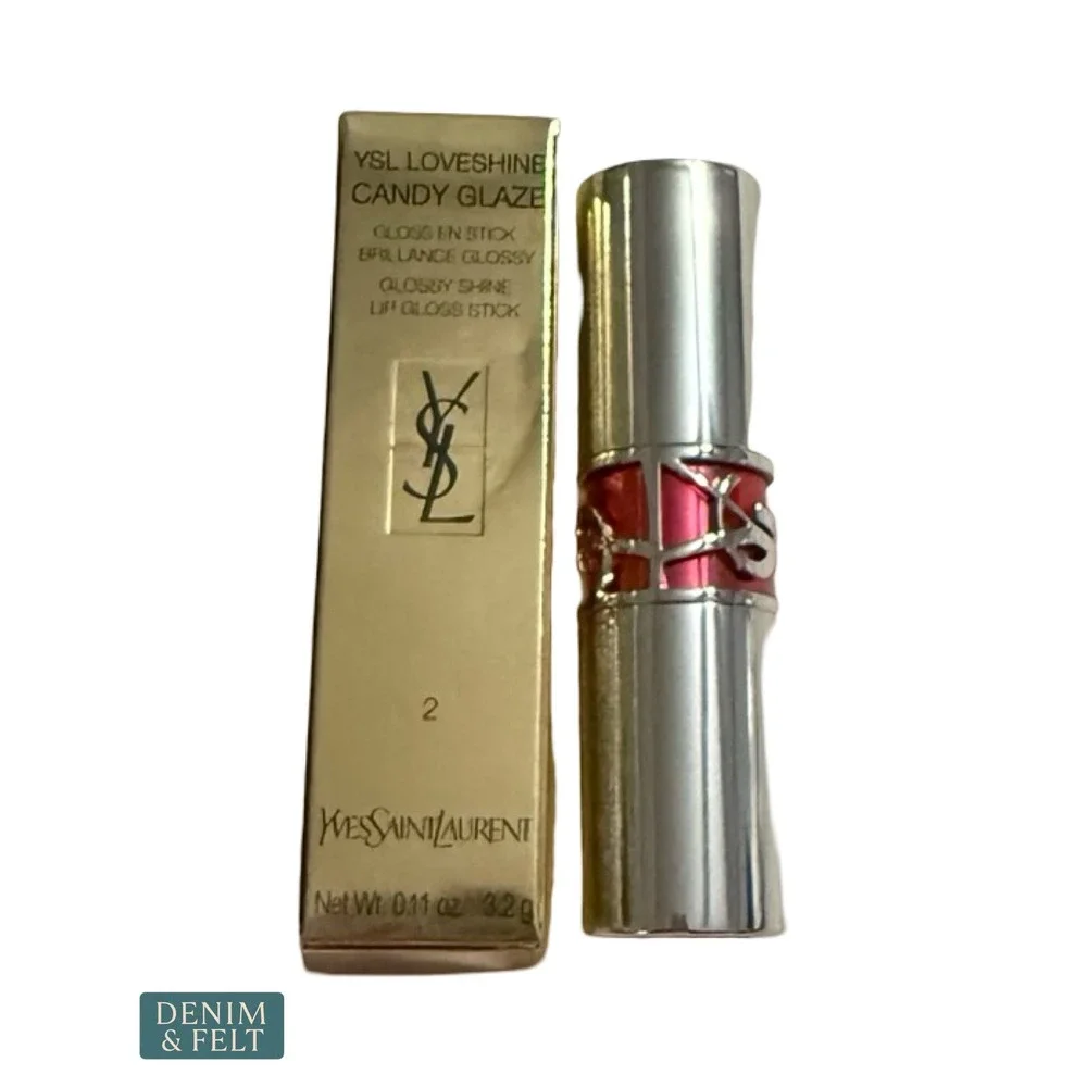 NEW YSL Loveshine Candy Glaze Lip Gloss Stick 2 Healthy Glow Plumper Gold LUXE
